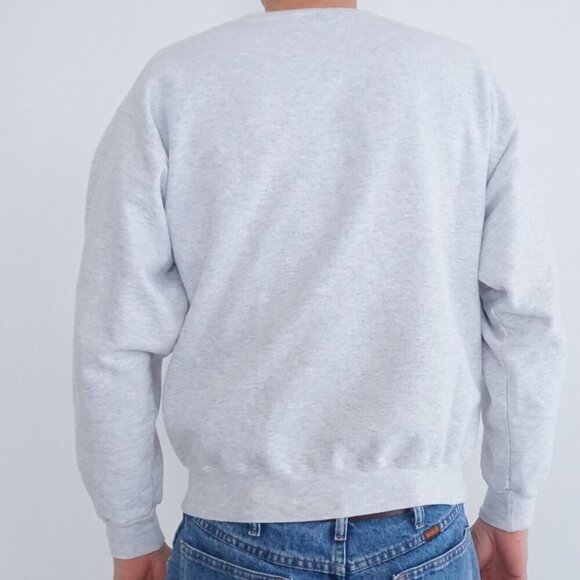 Vintage Nineties Jerzees Gray Heavyweight Embroidered Usa Crew Neck Sweater M - Picture 2 of 9